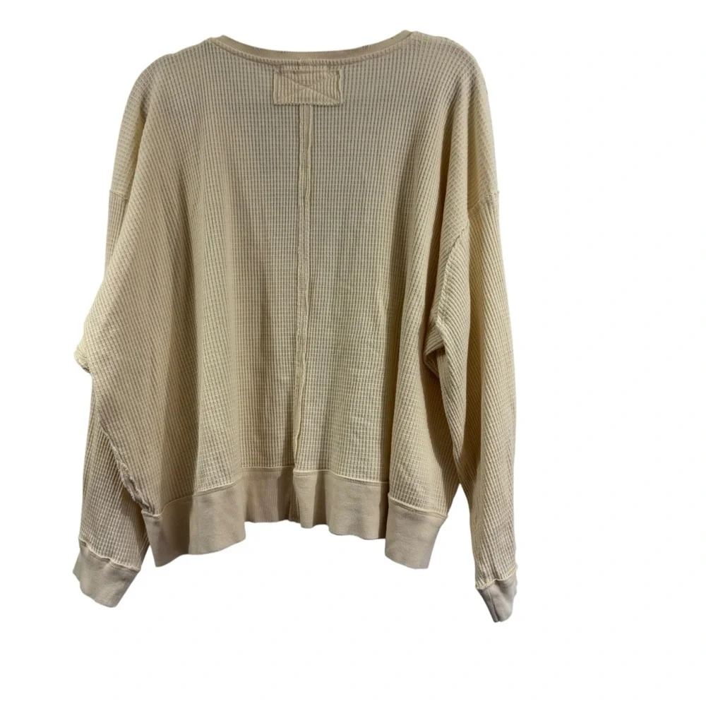 Free People We The Free Buttercup Thermal Top Oversized Small Ecru Waffle Knit - Picture 3 of 12